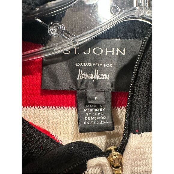 Gorgeous St. John Full Zip Ribbed Red, Cream & Blue Jacket, Size S - Picture 2 of 6